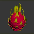 Fresh Red Dragon Fruit With Yellow Spikes On Black Background Surface
