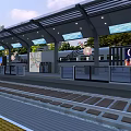 High Speed Train At Modern Railway Platform With Canopy Trees And High Rise Buildings
