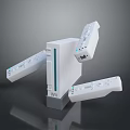 White Wii Gaming Console System With Wireless Remotes And Classic Controller Design 3d model