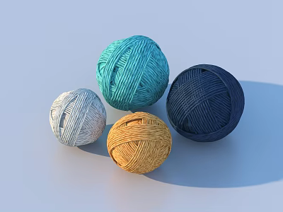 Colorful Yarn Balls in White Light Blue Yellow Dark Blue for DIY Crafts 3d model
