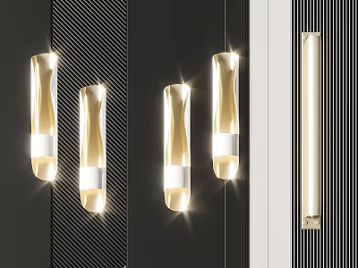 Modern Interior Wall Lamps With Sleek Metallic Design And Glowing Light 3d model