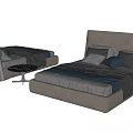 Modern Gray Double Bed Interior With Comfortable Pillows And Side Tables 3d model