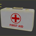 White Medical First Aid Kit With Red Cross Symbol And Emergency Supplies
