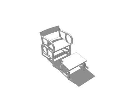 Modern Leisure Chair With Stylish Armrest Design And Matching Small Side Table 3d model