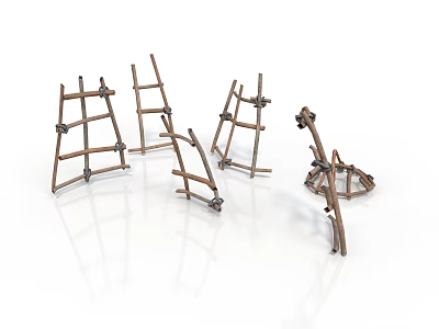 Rustic Handmade Wooden Furniture Racks Crafted With Sticks In Multiple Designs 3d model
