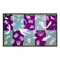 Ocean Life Pattern With Purple Turquoise Background And White Fish Silhouettes
