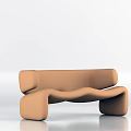 Modern Multi seater Sofa Featuring Tan Curved Design Soft Plush Upholstery And Clean Lines