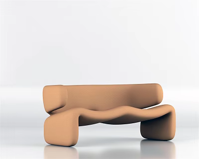Modern Multi seater Sofa Featuring Tan Curved Design Soft Plush Upholstery And Clean Lines 3d model