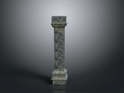 Classical Stone Pillar With Textured Surface And Ornate Capital Base Design 3d model