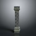 Classical Stone Pillar With Textured Surface And Ornate Capital Base Design 3d model