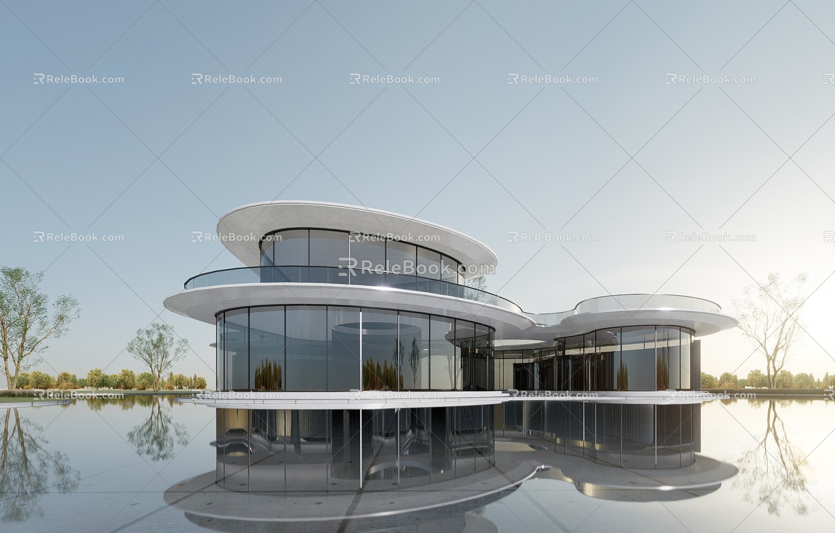 Modern Architecture Curve Sales Department Curve Commercial Restaurant Bookstore Rural Architecture Exhibition Center 3d model