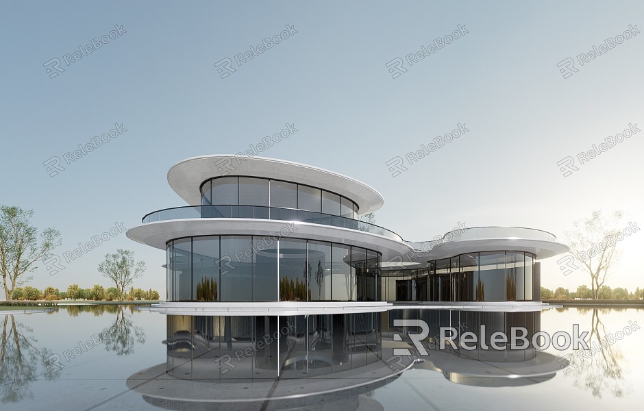 Modern Architecture Curve Sales Department Curve Commercial Restaurant Bookstore Rural Architecture Exhibition Center model