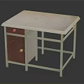 Stylish Furniture Table With Marble Top White Frame And Wooden Cabinet Storage