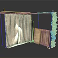 Industrial Equipment With Metal Support Frames Canvas Covering And Stacked Wooden Panels