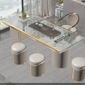 Light Luxury Tea Table and Chair 3d model