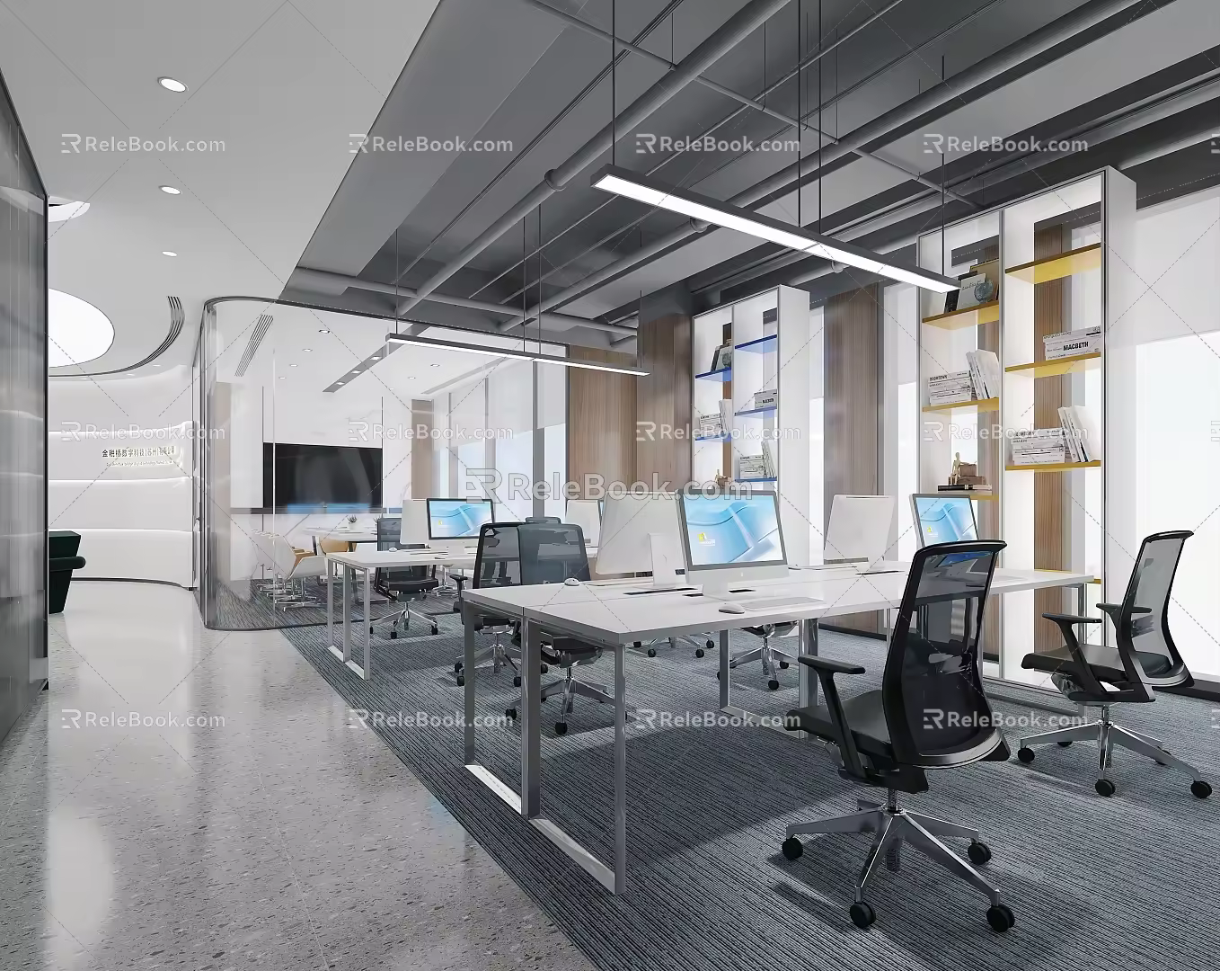 Modern public office area 3d model