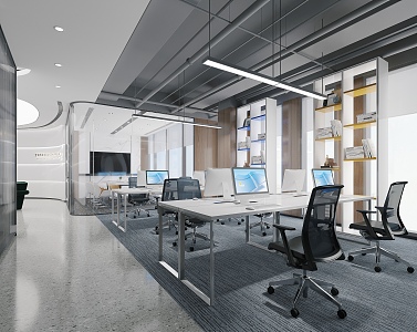 Modern public office area 3d model