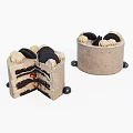 Delicious Creamy Layered Cake Sliced and Whole Topped with Oreo Cookies and Decorative Balls