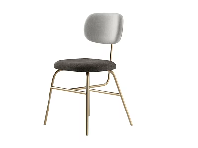 Modern Minimalist Leisure Chair With Gray Upholstered Back Dark Gray Seat And Gold Metal Frame 3d model