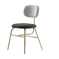 Modern Minimalist Leisure Chair With Gray Upholstered Back Dark Gray Seat And Gold Metal Frame