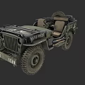 Vintage Military Jeep Olive Green Open Top Design With Off Road Tires And Classic Exterior