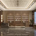 Elegant Luxury Hotel Banquet Hall With Polished Marble Floor LED Stage And Round Dining Tables
