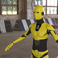 Smart Humanoid Robot With Yellow Exterior And Black Components In Industrial Warehouse Setting