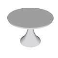Modern Round Coffee Table with Glass Top and White Cone Shaped Base 3d model