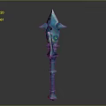 Turquoise Fantasy Weapon with Pointed Tip Ornate Design and Enchanted Details