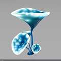 Vibrant Glossy Blue Decorative Plant With Funnel Shaped Top And Leaf Like Structures