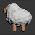 Cute White Sheep Toy With Fluffy Wool And Brown Legs In Cartoon Style