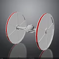 White Spacecraft Model With Red Striped Circular Structures For Cosmic Exploration