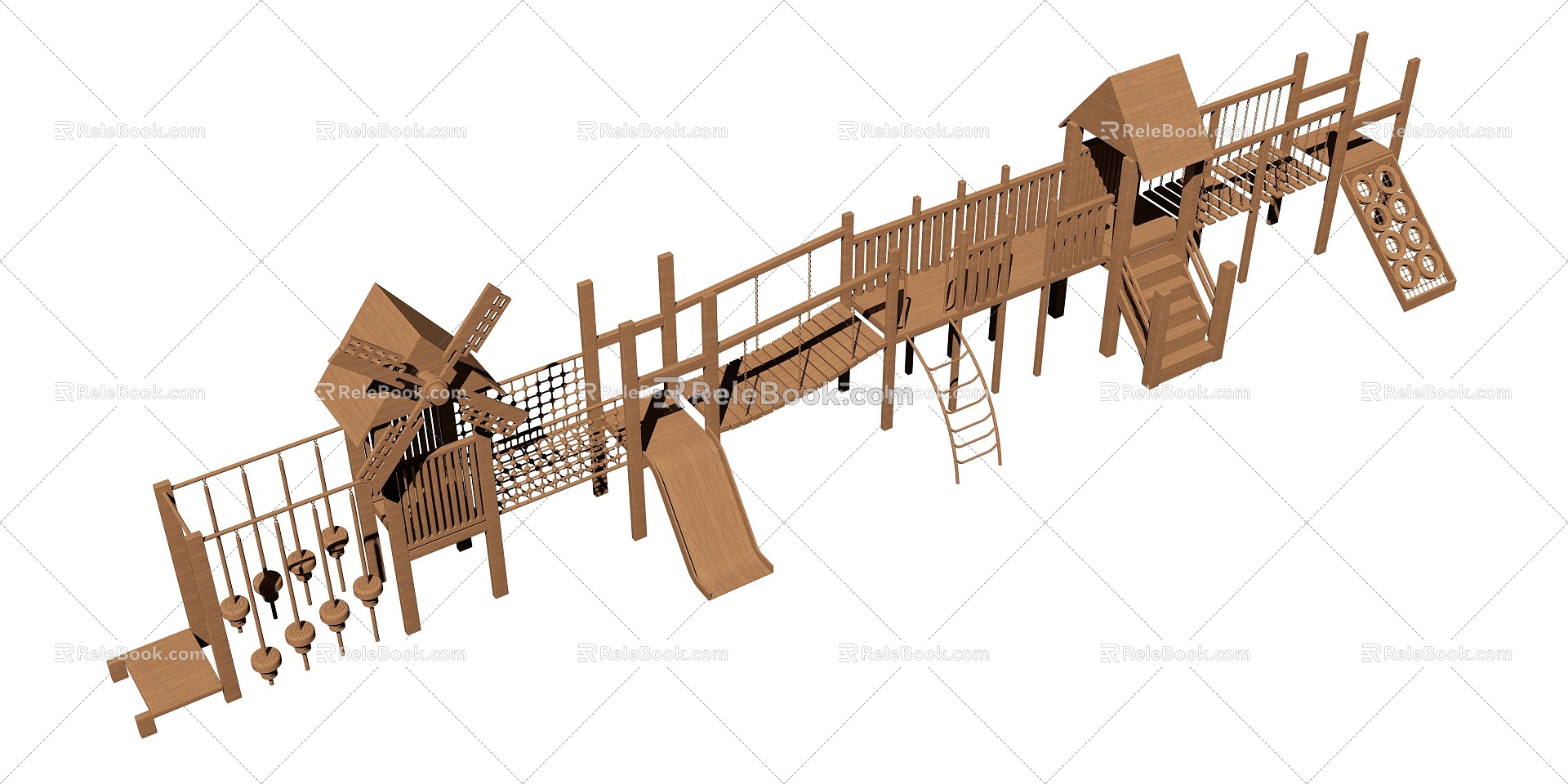 Amusement Equipment Children's Amusement Project Amusement Equipment Windmill Corridor Wooden Corridor Thatch Figure Scenic Area Architecture Children's Amusement Equipment 3d model