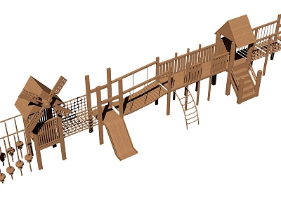 Amusement Equipment Children's Amusement Project Amusement Equipment Windmill Corridor Wooden Corridor Thatch Figure Scenic Area Architecture Children's Amusement Equipment 3d model