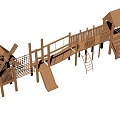 Amusement Equipment Children's Amusement Project Amusement Equipment Windmill Corridor Wooden Corridor Thatch Figure Scenic Area Architecture Children's Amusement Equipment 3d model