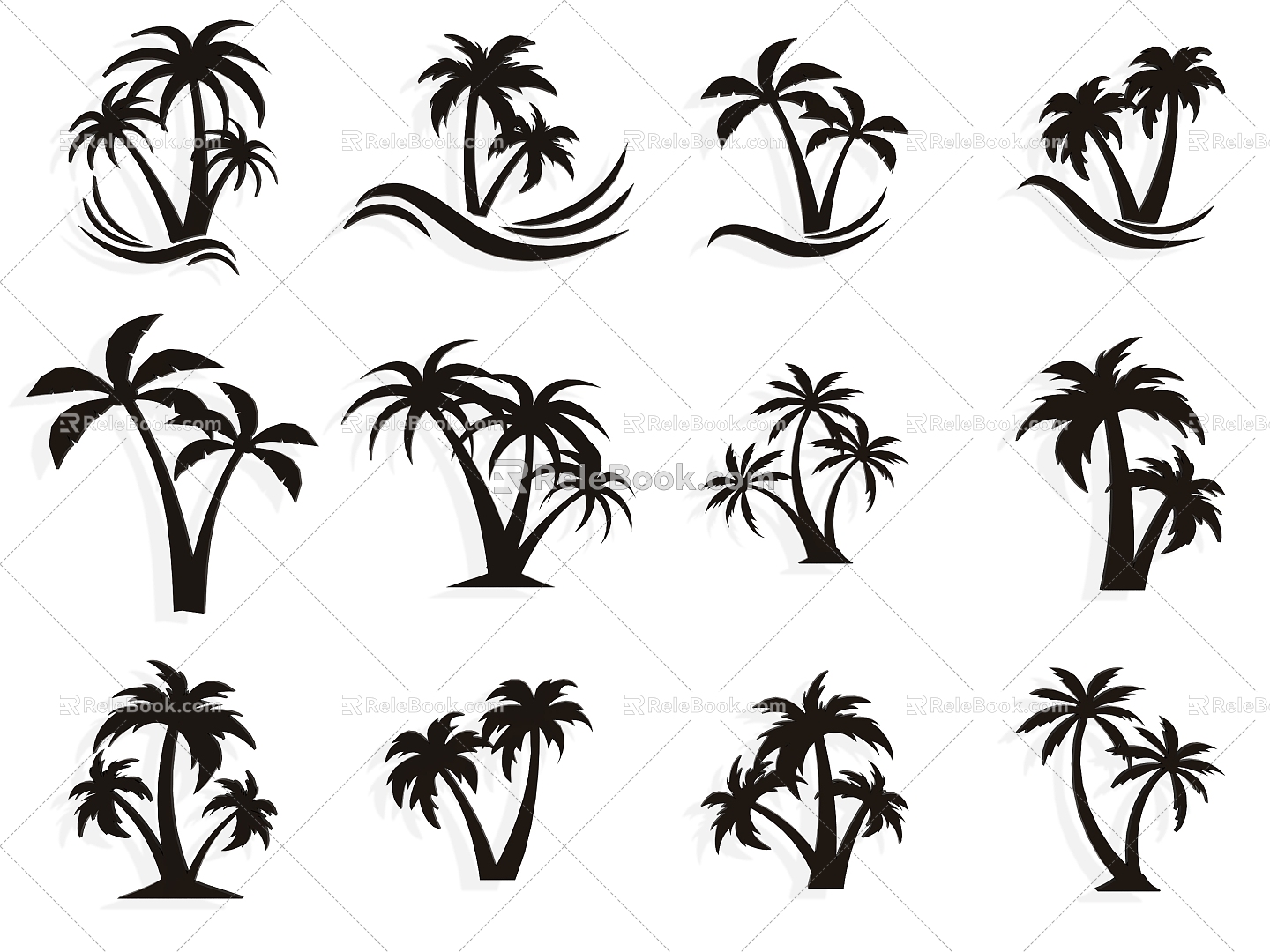 Coconut Tree Tree Plant Coconut Summer Summer Wall Decoration Tropical Plants Silhouette Trees Leaves model