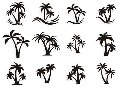 Coconut Tree Plant Coconut Summer Wall Decoration Tropical Plants Silhouette Trees Leaves model