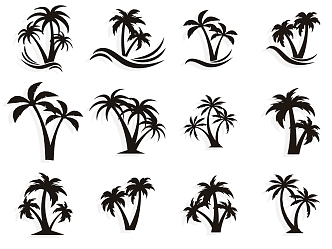 Coconut Tree Plant Coconut Summer Wall Decoration Tropical Plants Silhouette Trees Leaves 3d model