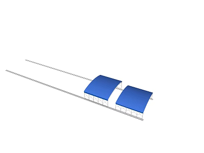Two Blue Outdoor Canopies With Metal Frame Structure For Sun Protection 3d model