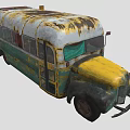 Old Rusty Bus With Faded Yellow And Green Paint And Number 142