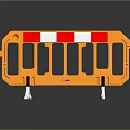 Orange Traffic Barrier With Red White Stripes On Black Background And Reflection