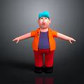 Cartoon Character With Blue Hair Orange Jacket Purple Shirt Red Pants Standing With Outstretched Arms