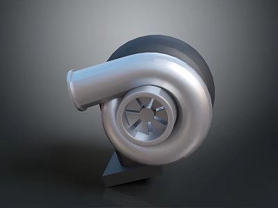 Automotive Turbocharger With High Strength Metal Housing And Precision Rotating Blades 3d model