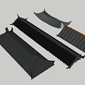 Traditional Ancient Architecture Roof Components Featuring Black Tiles And Orange Tile Sections