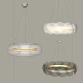Modern Interior Chandelier Designs With White Petal And Metal Wire Ring Shapes