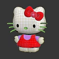 Hello Kitty Doll Standing With Red Bow Red Dress Pink Collar White Face Black Whiskers