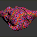 Vibrant Zigzag Pattern Headscarf With Pink Orange And Purple Colors For Daily Wear