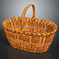 Handwoven Brown Storage Basket With Braided Design And Handle For Household Use