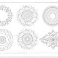Gypsum lamp panel carved lamp panel chandelier base round lamp panel gypsum component 3d model