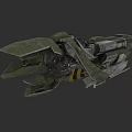 Futuristic Green Military Armored Aircraft With Detailed Mechanical Structure